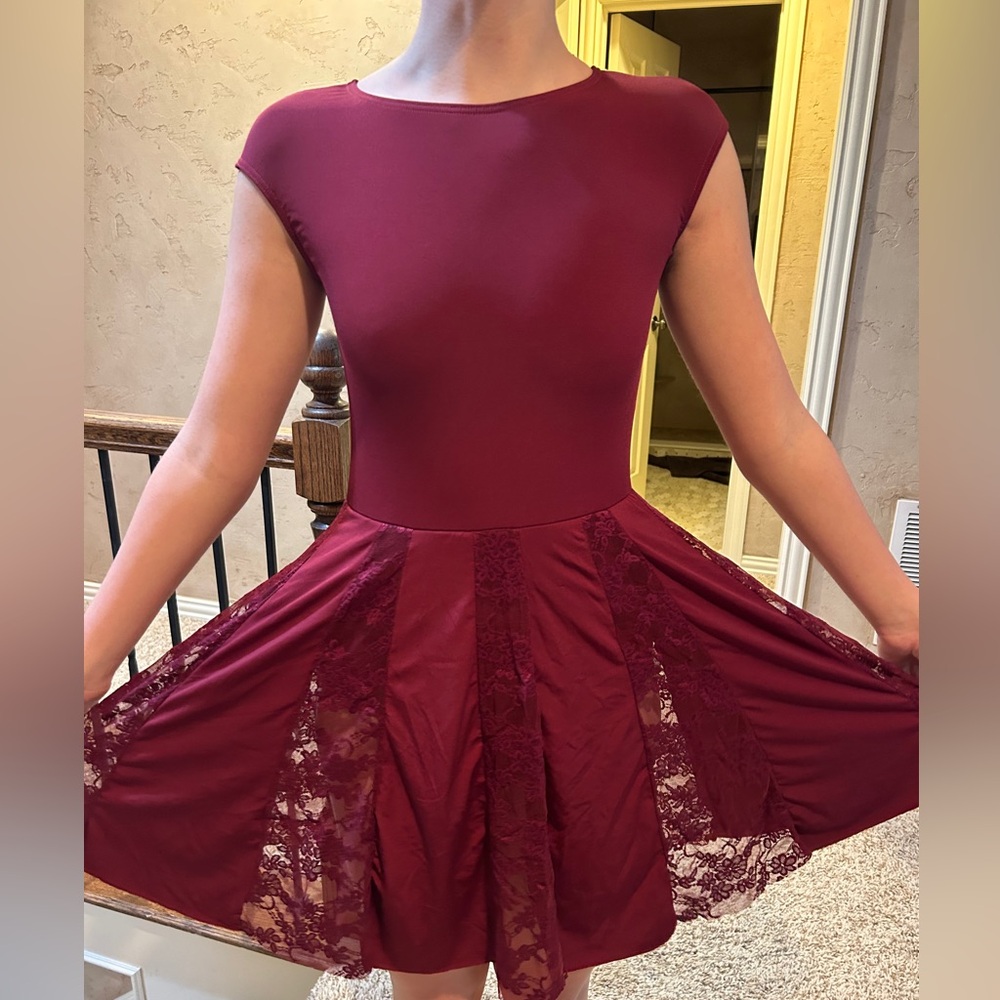 Teen maroon lyrical dance costume